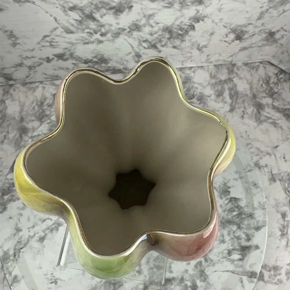 Vintage MCM 50s Sicas Sesto Fiorentino Rainbow‎ Iridescent Glaze Balloon Vase